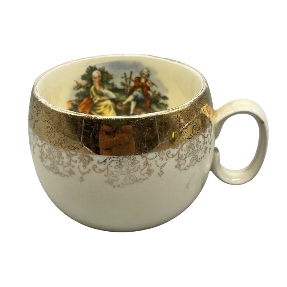 crest-o-gold sabin warranted 22k gold tea cup Victorian gold ivory 3x2.5" READ